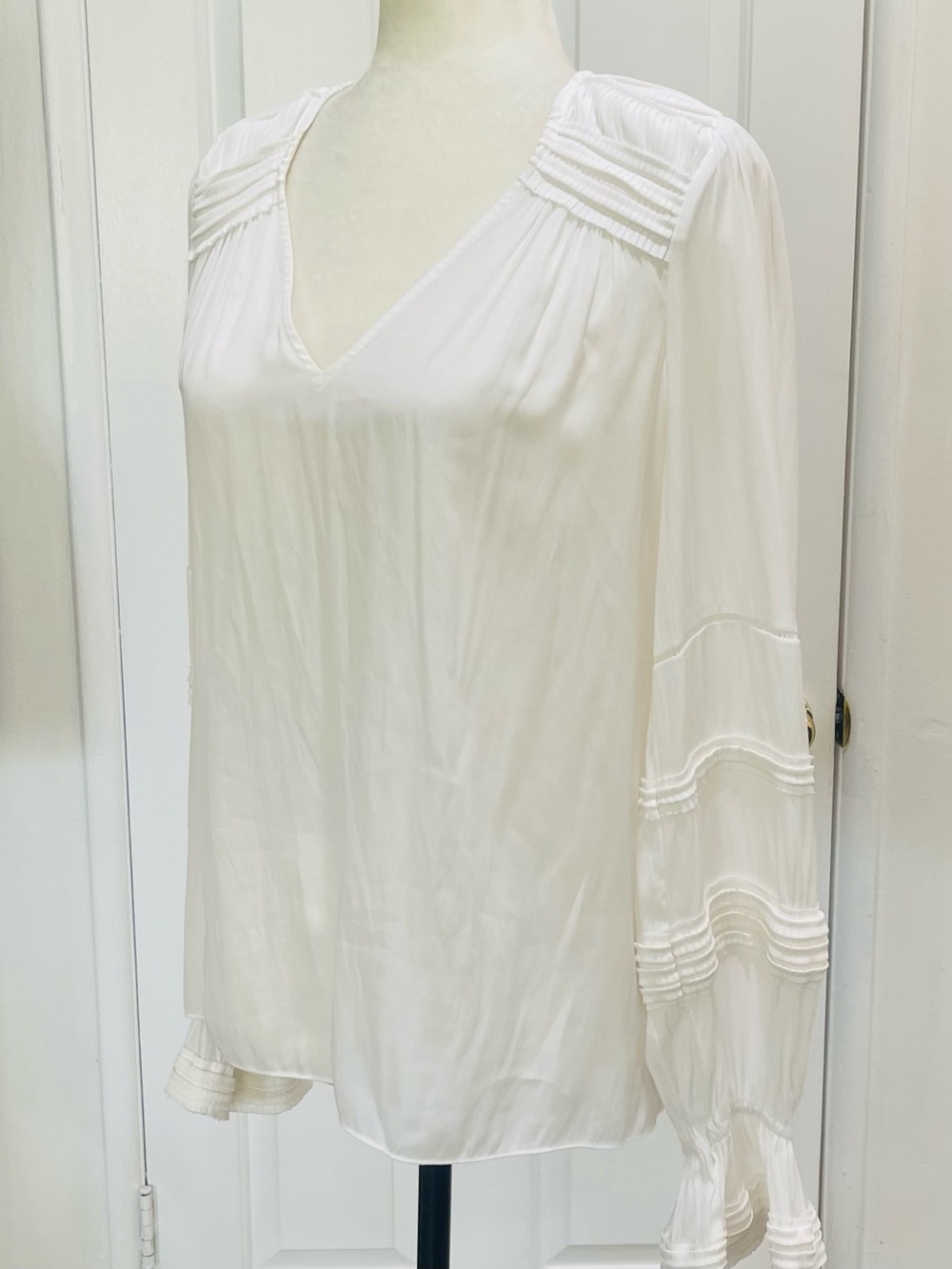 Ramy Brook Finn Pintuck and Ladder Lace Trim blouse,